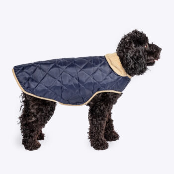 Quilted Dog Coat Navy